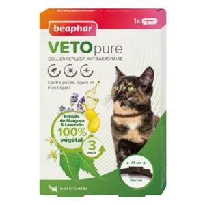BEAPHAR Collier répulsif antiparasitaire pour chat  VETOpure - Sale