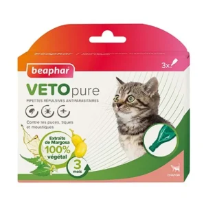 BEAPHAR Pipettes répulsives antiparasitaires pour chaton VetoPure - New